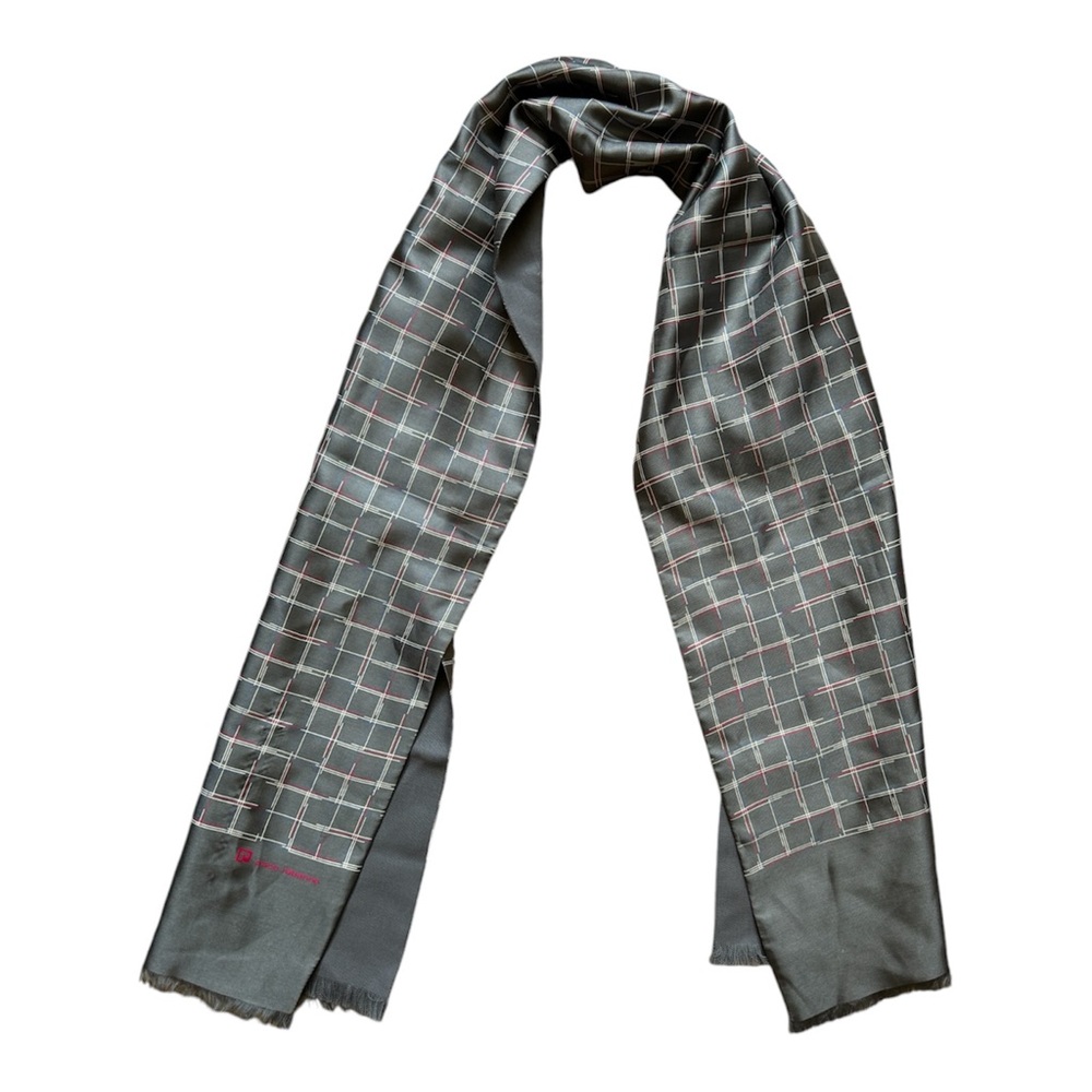 PACO RABANNE Silk & Wool Plaid Print Scarf - Picture 3 of 12